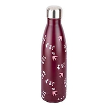 Tantitoni Bordo Çiçek Desenli Paslanmaz Çelik Su Şişesi 500ml