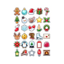 30 Adet Yılbaşı Sticker Seti - Laptop Defter Telefon Ajanda Scrapbook İçin Çok Renkli