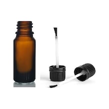 10ml Kahverengi Cam Şişe Fırça Kapaklı, 12 Adet, Ecza Şişesi, Kozmetik Şişe, Yapıştırıcı Şişesi, Yağ Şişesi