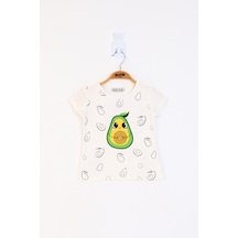 Toontoy Kids Toontoy Kız Çocuk Avokado Baskılı Tişört Ekru