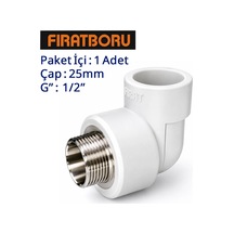 Fırat Dış Dişli Dirsek, 25mm, 1/2'', 1 Adet, 7b74025127