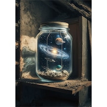 Şişe İçinde Galaxy Art Mdf Tablo 35cm X50cm
