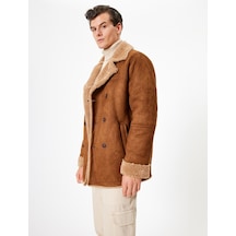 Koton Slim Fit Mont Süet Görünümlü İçi Peluşlu Düğmeli Kahverengi 5wam20071hw Kahve Kahverengi