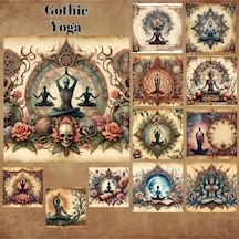 Gothic Yoga Vintage 12 Adet Scrapbook Bullet Journal Mat Planlayıcı Sticker Etiket Seti Diğer