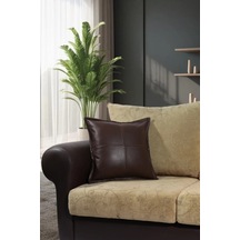 Premium Dekoratif Deri Kahverengi Kırlent Kılıfı/ev Ve Ofis Için Gerçek Deri 45x45cm Kırlent Kılıfı Kahverengi