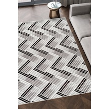 Villadia Home Textile Modern Desen Emboss Baskılı Kaymaz Taban Elit Şık Dört Mevsim Yıkanabilir Halı Yolluk Oturma Salon Odası Gri