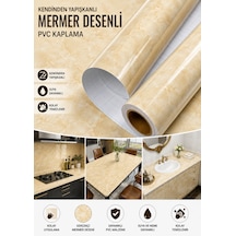 Deconitte Kendinden Yapışkanlı Sarı Mermer Desenli Pvc Kaplama Folyo Tezgah Masa Dolap 60x100cm
