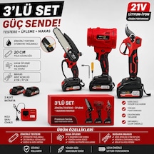 Nuspower 3'lü Set Akülü Testere + Üfleme Makinesi + Budama Makası