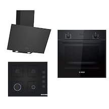 Bosch HBF512BB1T - POP6C6P30O - DWK64PJ60T Siyah Ankastre Set