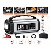 Mc6613-akü Takviye Cihazı Hava Pompası Reflektör Uyarı Işığı Camp Feneri Bisiklet Motorsiklet Araba Top Şişirmek İçin Başlık Tutma Saplı Şarj Edilebilir Powerbank Taşıma Çantalı