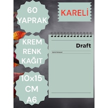 Kareli 10x15 Cm A6 Üstten Açılır Not Defteri Krem Renk Kağıt 60 Yaprak Yeşil