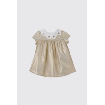 Panço Kız Bebek Yaka Detaylı Gold Elbise 2611gb26006 Sarı