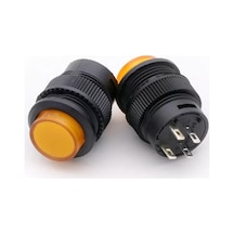 10 ADET IC-180C 16MM KALICI BUTON LEDLİ PLASTİK SARI RENK