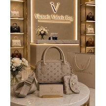 Housebags Midnight New Trend El Ve Omuz Çantası + Cüzdan Charm Vizon