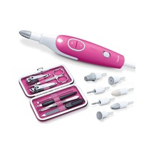 Mp 44 Manikür/pedikür Seti, 7 Başlıklı Elektrikli Tırnak Bakım Seti, Led Işık, Manuel Tırnak Seti Dahil, Saklama Çantalı, Pembe/pembe