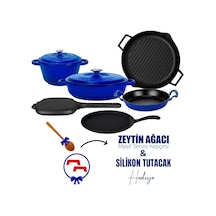 Lava Döküm 6x Trendy Serisi 9 Parça Tencere & Tava Seti Mavi Kırmızı