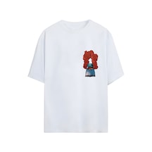 Noıssey Araba Ve Duman Tasarımlı Unisex Oversize T-shirt Beyaz