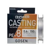 Gosen Answer Casting 8x 150mt 0.6pe Max 6.4kg Lrf İp Örgü Misina Fine Silver