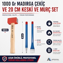 Sait Demirci Çelik 1000 Gr Madırga Çekiç 20 Cm Keski Murç Seti