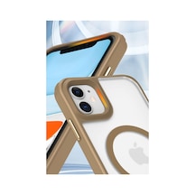 Apple Uyumlu   iPhone 12 Kılıf Enka Magsafe Silikon Kılıf - Desert