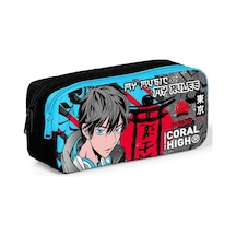 Coral High Siyah Mavi Anime İki Bölmeli Kalem Çantası - Erkek Çocuk