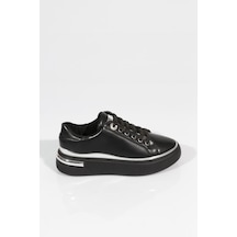 Dgn 2555 Kadin Sneakers Ayakkabi Siyah Siyah Gümüş