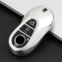 Mercedes Benz C E S Class C200 C300 W206 W223 S400 S450 S480 S500 Parlak Tpu Anahtar Kılıfı Gümüş