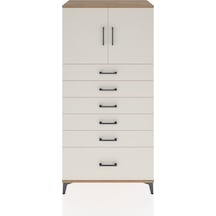 Hyperion Dolap Tek Raflı 6 Çekmeceli 2 Kapaklı 88x44x182 Çam-... Çam