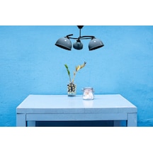 Riolight Retro,rustik,vintage Siyah Gövde Mavi Başlık 3xe27 Duylu Siyah