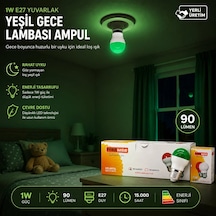 10 Adet 1w E27 Yeşil Yuvarlak Gece Lambası Led Ampul Eamp-075 5468