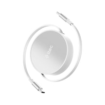 Ttec USB-C - USB-C Mini Makaralı 100W PD/QC 120 CM Hızlı Şarj Kablosu Beyaz