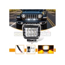 12 Led 45w 10cm Beyaz Turuncu Çakarlı Shooter Offroad Sis Farı
