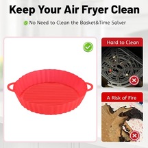 Airfryer Silikon Kap, Airfryer Silikon Fırın Tepsisi, Airfryer Tepsi Kırmızı