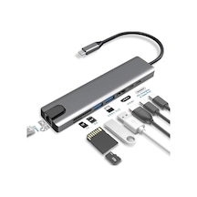 Macbook Uyumlu Pro Air İçin Usb Type-c Hub Dönüştürücü 8 İn 1 Çoklayıcı