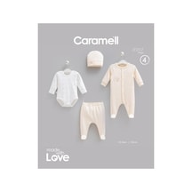 Caramell %100 Pamuk 4lü Tulumlu Teddy Bear Set 0-3 Ay 50-56 Cm Bej Crml.ze2517.bej