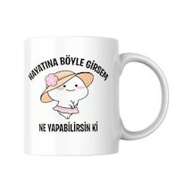 Hayatına Böyle Girsem Komik Yazılı Kupa Bardak Hediyelik Çay Kahve Kupası Coffee Mug Beyaz - Çok Renkli