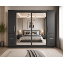 Alya Tamamı Mdf Sürgü Kapaklı Dolap Gardırop Füme 208 Cm