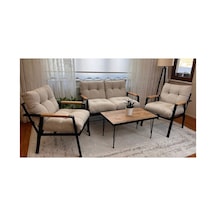 Green Garden Gökçe,balkon, Bahçe,teras,cafe - Salon - Metal Kanepe Koltuk Takımı - 2+1+1 + Sehpa Krem