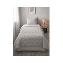 Tek Kişilik Yatak Örtüsü 180 X 260 Cm Valonlu Model 1 Adet 50 X 70 Yastık Kılıfı Gri