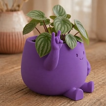 Bezos 3d Baskı Smiley Face Planter - Gülümseyen Karakterli Saksı-mor Nıda