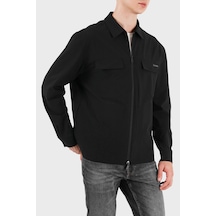 Calvin Klein Logolu Klasik Yaka Fermuarlı Mont Lv04rg403gub1 Erkek Mont Lv04rg403g Ub1 Siyah