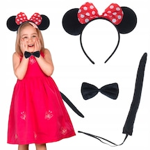 Minnie Mouse Kostüm Seti Taç Kuyruk Papyon Gösteri Seti 5691