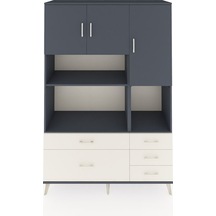 Hyperion Dolap 8 Raflı 5 Çekmeceli 3 Kapaklı 132x44x195 Antrasit-antrasit/aytaşı Antrasıt/aytası