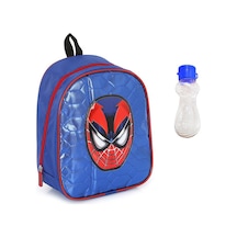 Spiderman Mavi Parlak Dikişli  Baskılı Anaokulu Çantası + Suluk -