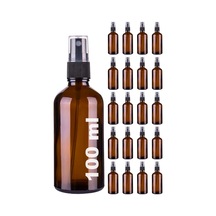 Afracam Amber 100 Ml Plastik Kapaklı Siyah Sprey Fısfıs Kolonya Dezenfektan Cam Şişe 20 Adet