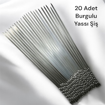 20 Adet Yassı Mangal Şişi,domates Sebze Patlıcan Tavuk Kanat Şişi