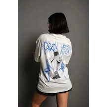 Sanatsal Baskılı Unisex Beyaz Galeri Serisi Oversize Tişört