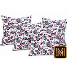Kırlent 10 4'lü Dekoratif Paisley Kırlent Kılıfı Seti 45x45 Cm Kırmızı Çiçek Desenli Modern Salon Ve Koltuk Yastık Kılıfı Gizli Fermuarlı Çok Renkli