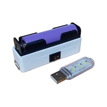 Mini Powerbank Tek Hücreli 18650 Li-ıon 3.7v Pil Type-c İle Şarj Ve Mini Usb Led Lamba