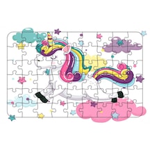 Sevimli Unicorn 54 Parça Ahşap Çocuk Puzzle Yapboz Model 3